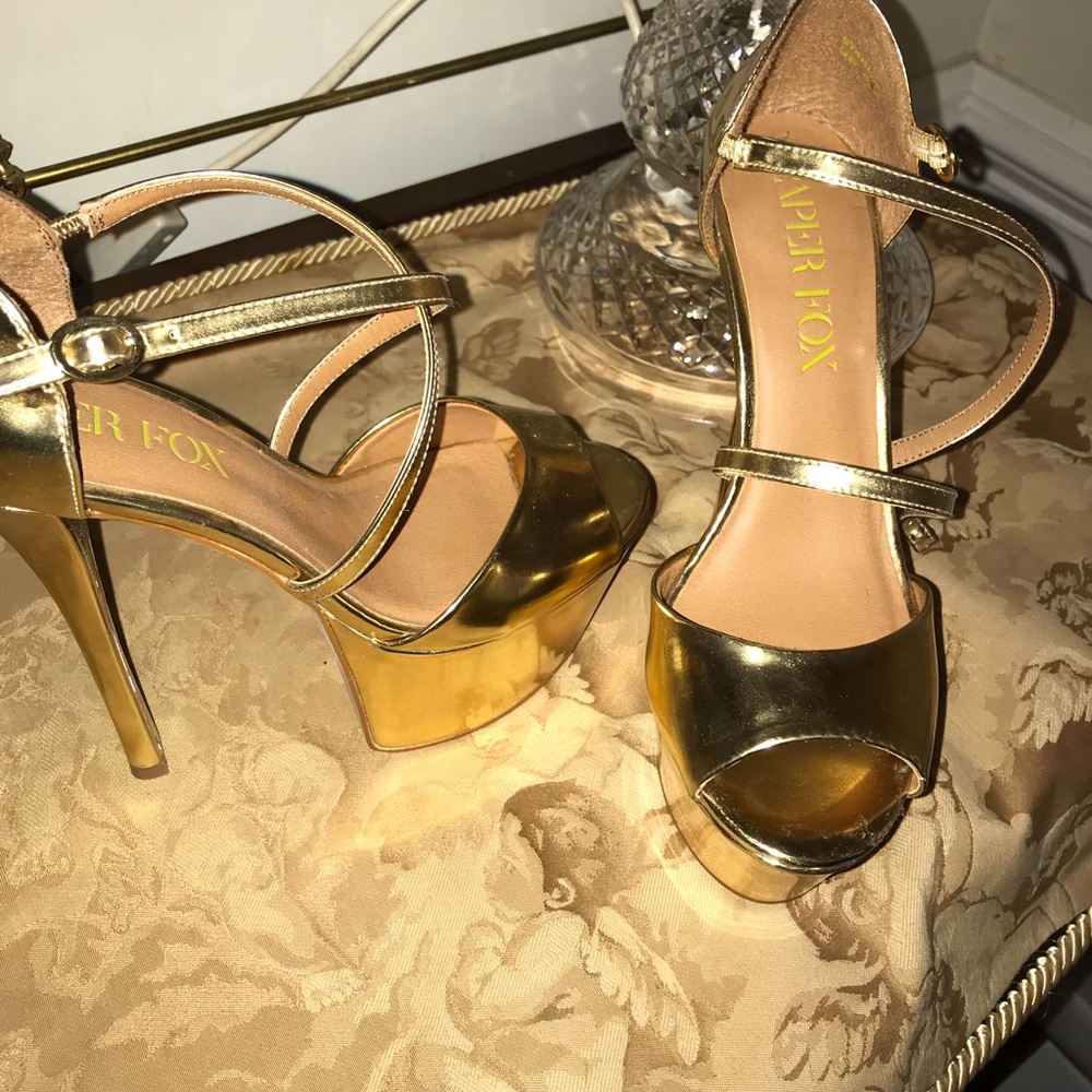 5.5 inch Shiny Gold Platform Heels